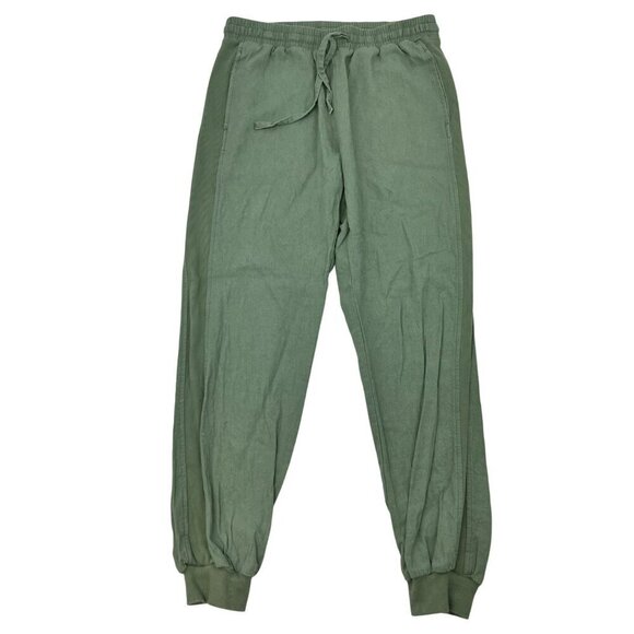 Lana Roux Pants - Lana Roux Women’s Linen Blend Jogger Pants Drawstring Green Size Small Pockets